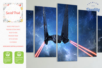 LARGE Kylo Ren's Command Shuttle, Star Wars, Canvas Print Set, Ready to Hang