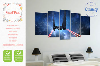 LARGE Kylo Ren's Command Shuttle, Star Wars, Canvas Print Set, Ready to Hang