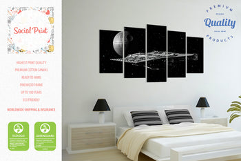 LARGE Star Wars Finalizer & Death Star, Canvas Print Set, Ready to Hang