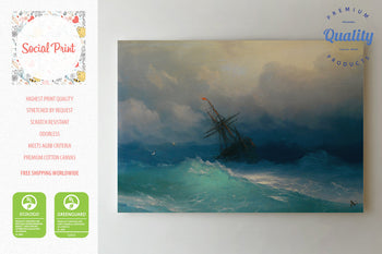 Ship in Stormy Sea by Ivan Aivazovsky Canvas Print