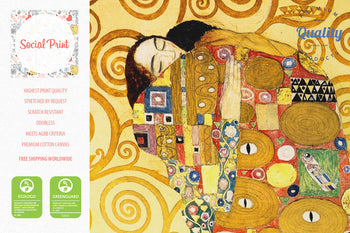 The Embrace (Die Umarmung) by Gustav Klimt, Canvas Print, 61 x 91cm