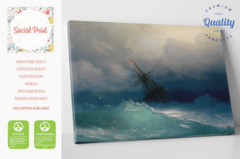 Ship in Stormy Sea by Ivan Aivazovsky Canvas Print