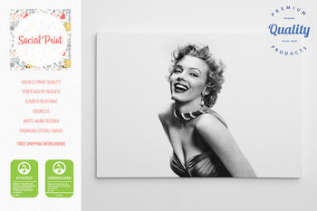 Marilyn Monroe laughing, Canvas Print fine art photo gallery print Artwork Giclee decor wall art, Marilyn Monroe canvas