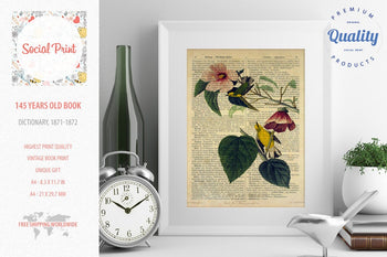 Yellow Warbler - J.J. Audubon, 147 years old Vintage book page print