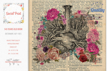 Lungs Blossom Vintage Anatomy, 147 years old Vintage book page print