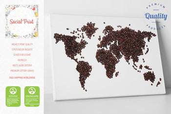 Coffee World Map, Canvas Print