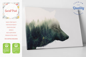 Wolf I Canvas Print by Social Print, Double Exposure Print