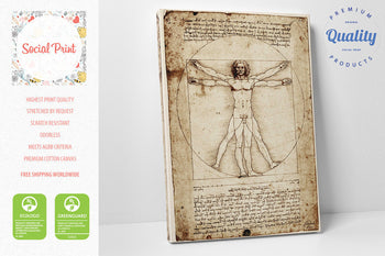 The Vitruvian Man by Leonardo da Vinci, Canvas Print