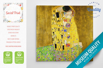 The Kiss by Gustav Klimt, Museum Quality Canvas Print, 30 x 30cm
