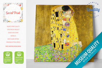 The Kiss by Gustav Klimt, Museum Quality Canvas Print, 30 x 30cm