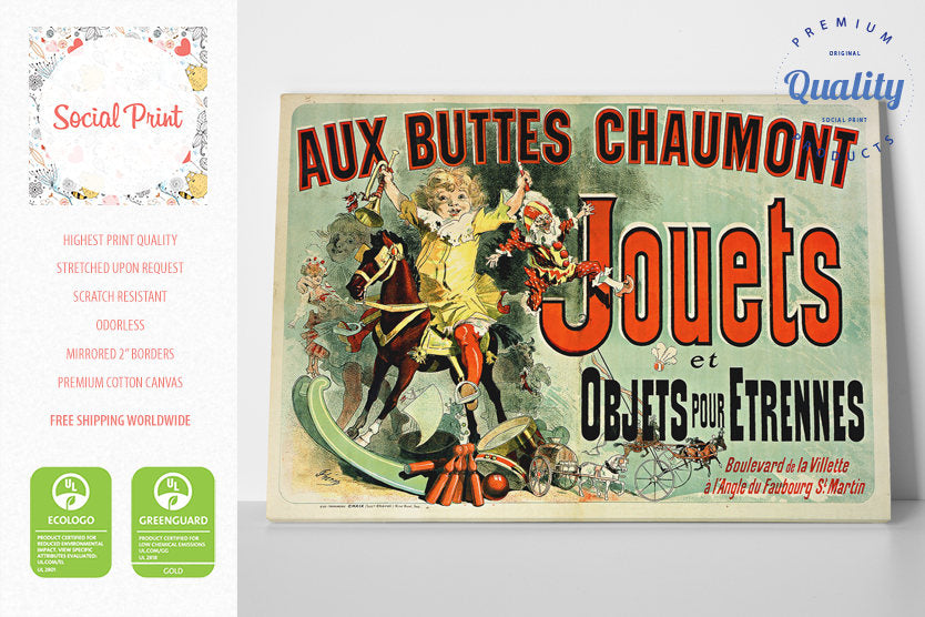 Poster Lithographique 50x70cm - Affiche Vintage "Jouets Aux Buttes Chaumont" - Neuf