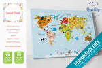 Montessori Nursery World Map, Canvas Print