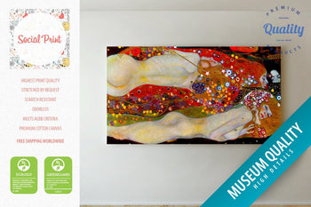 Water Serpents by Gustav Klimt, Canvas Print