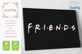 Friends Logo TV Show on Black, Canvas Print