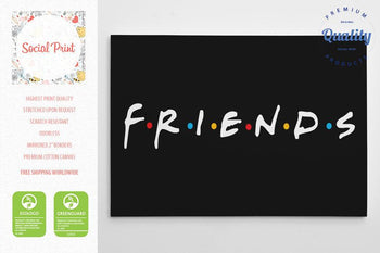 Friends Logo TV Show on Black, Canvas Print